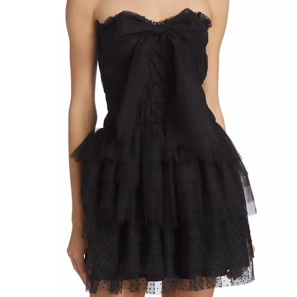 LoveShackFancy Faron  Bow Layered Tulle Minidress Size 10 NWT